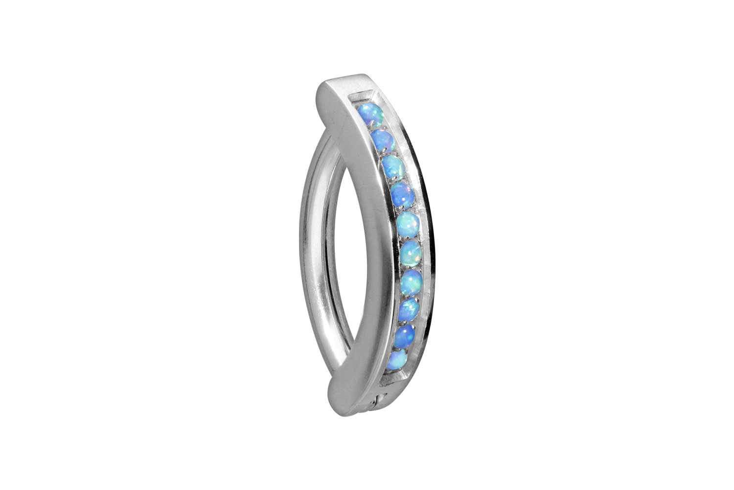 Titan Bauchnabelclicker Bauchnabelpiercing BOGEN + SYNTHETISCHE OPALE